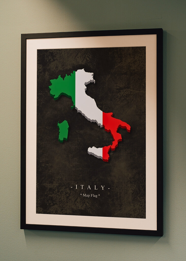 Italien karta flagga