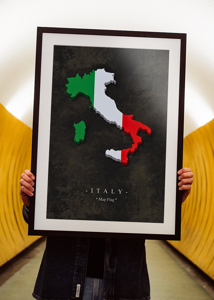 Italien karta flagga