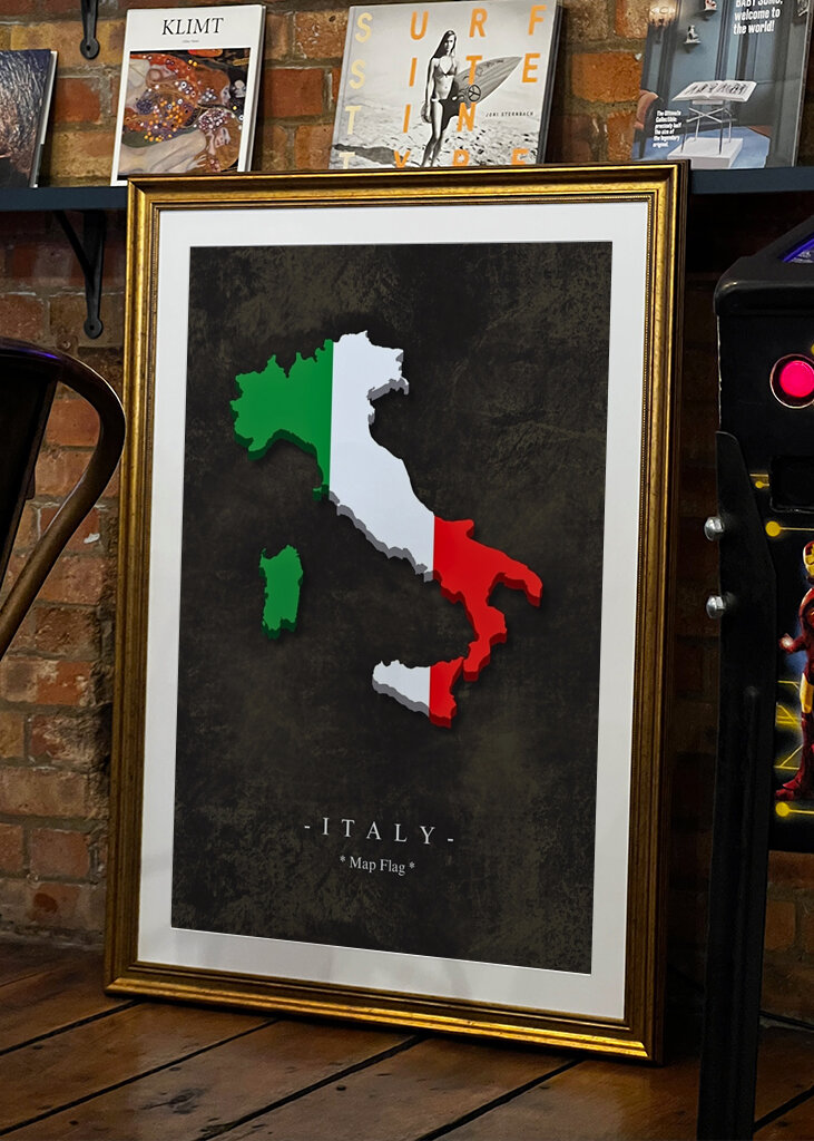 Italien karta flagga