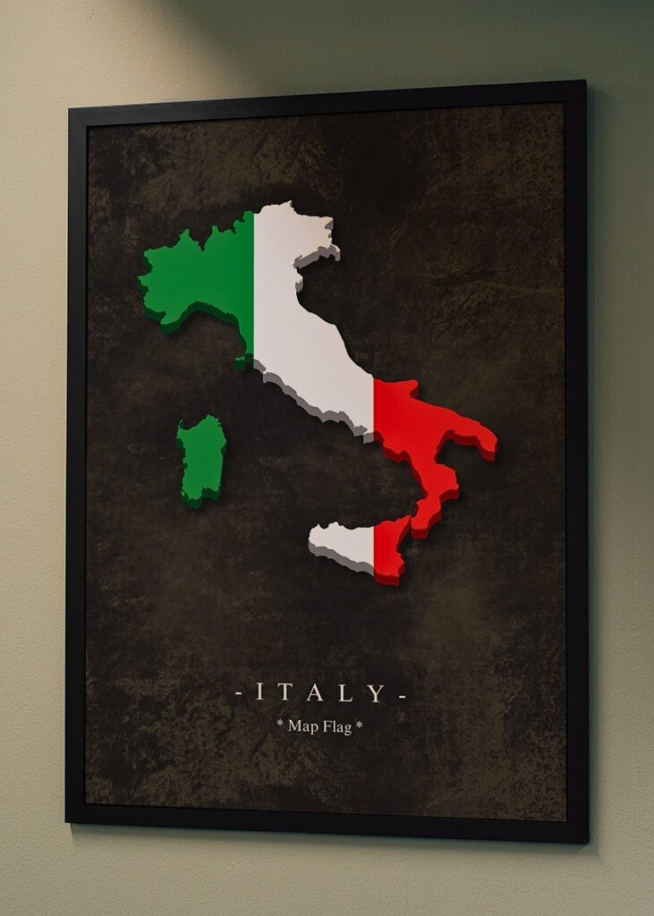 Italien karta flagga