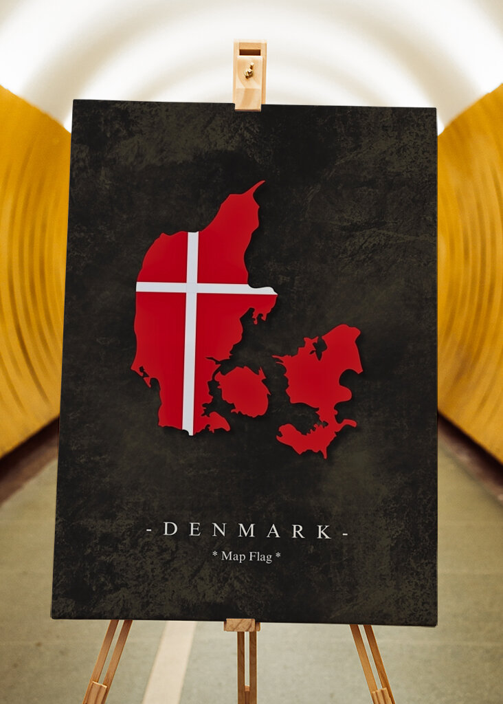 Denmark Map Flag