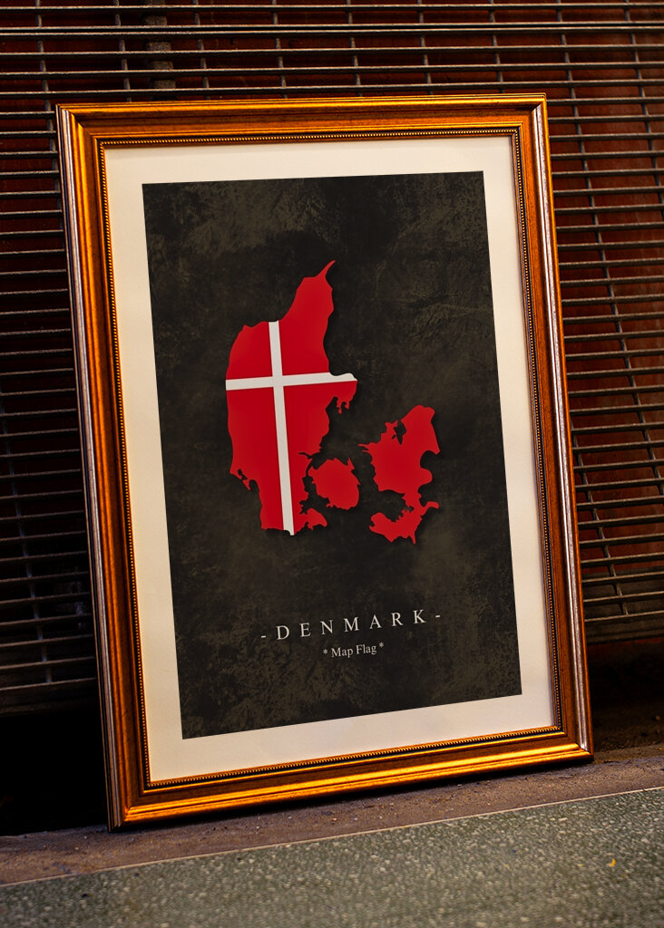 Denmark Map Flag