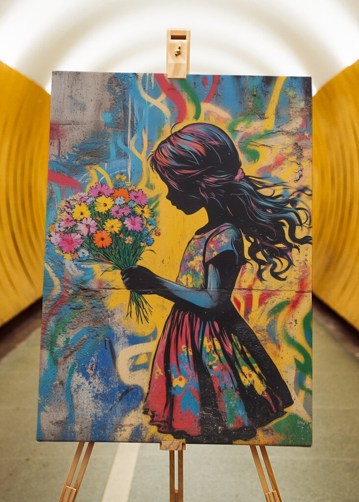 Dziewczyna z kolorowymi kwiatami