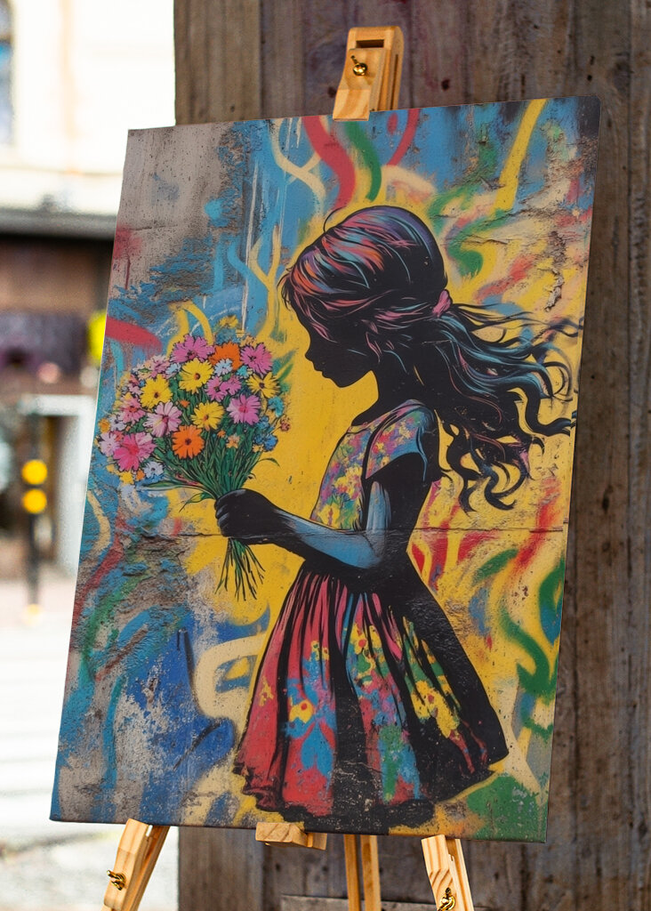 Dziewczyna z kolorowymi kwiatami