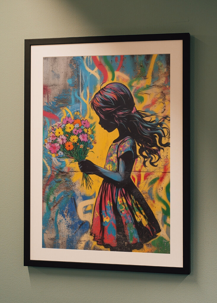 Dziewczyna z kolorowymi kwiatami