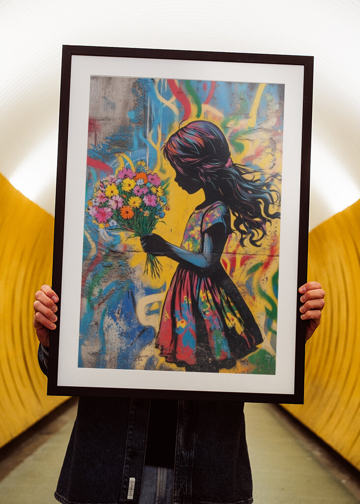 Dziewczyna z kolorowymi kwiatami