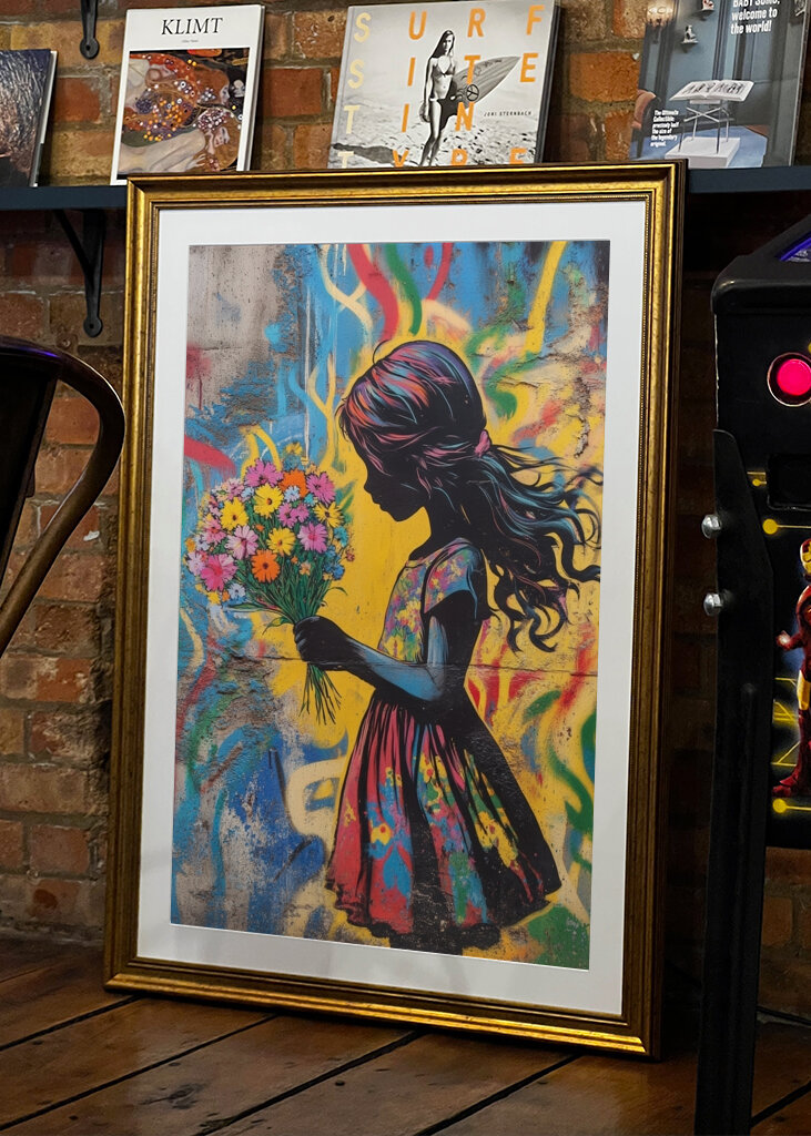 Dziewczyna z kolorowymi kwiatami