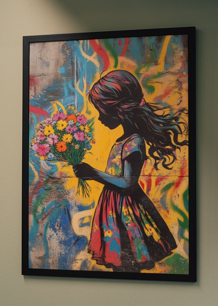 Dziewczyna z kolorowymi kwiatami