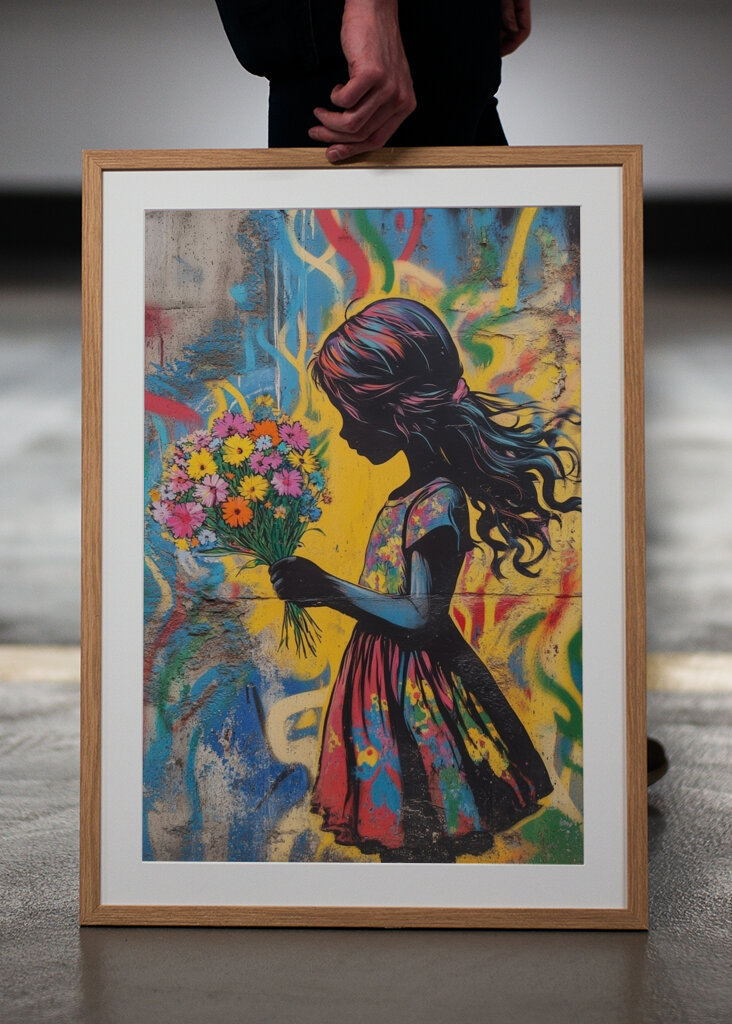 Dziewczyna z kolorowymi kwiatami