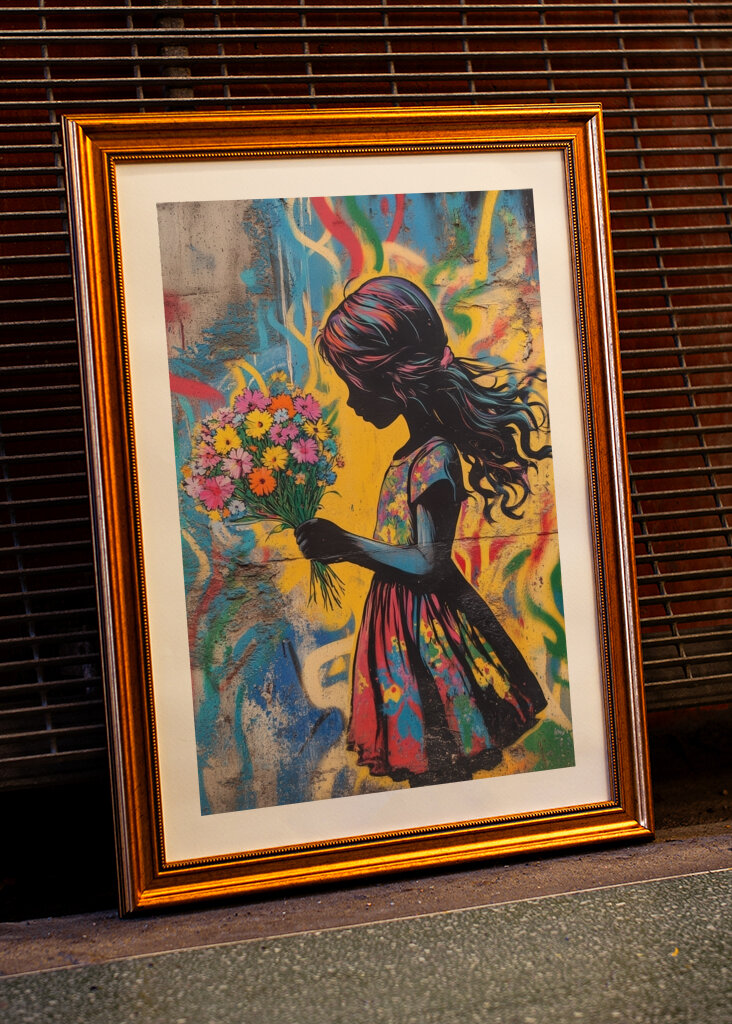 Dziewczyna z kolorowymi kwiatami