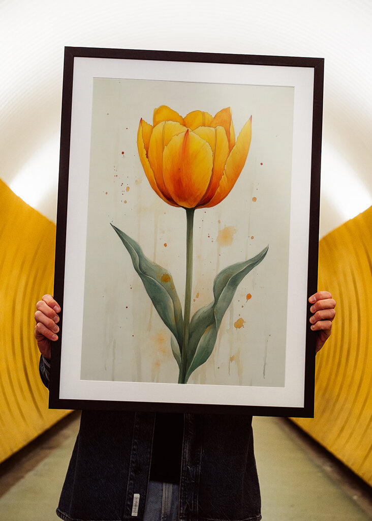 Une tulipe jaune en fleurs