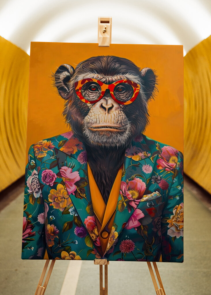 Chimpancé con atuendo elegante