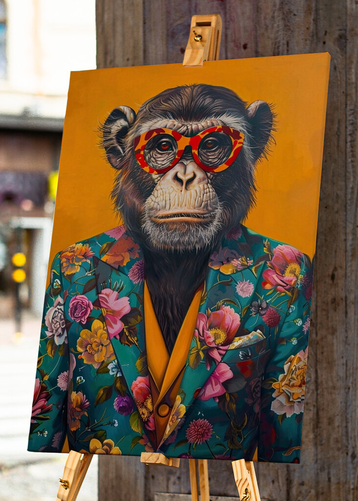 Chimpancé con atuendo elegante