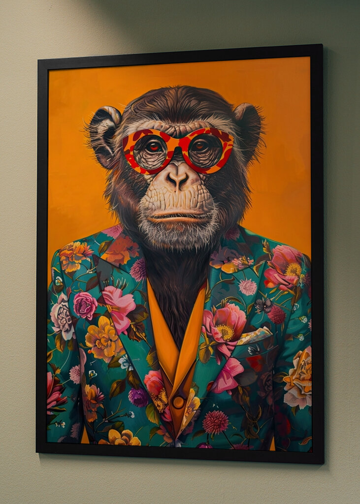Chimpancé con atuendo elegante