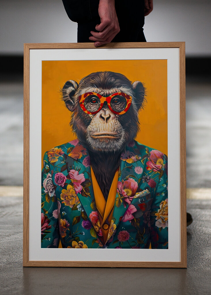 Chimpancé con atuendo elegante