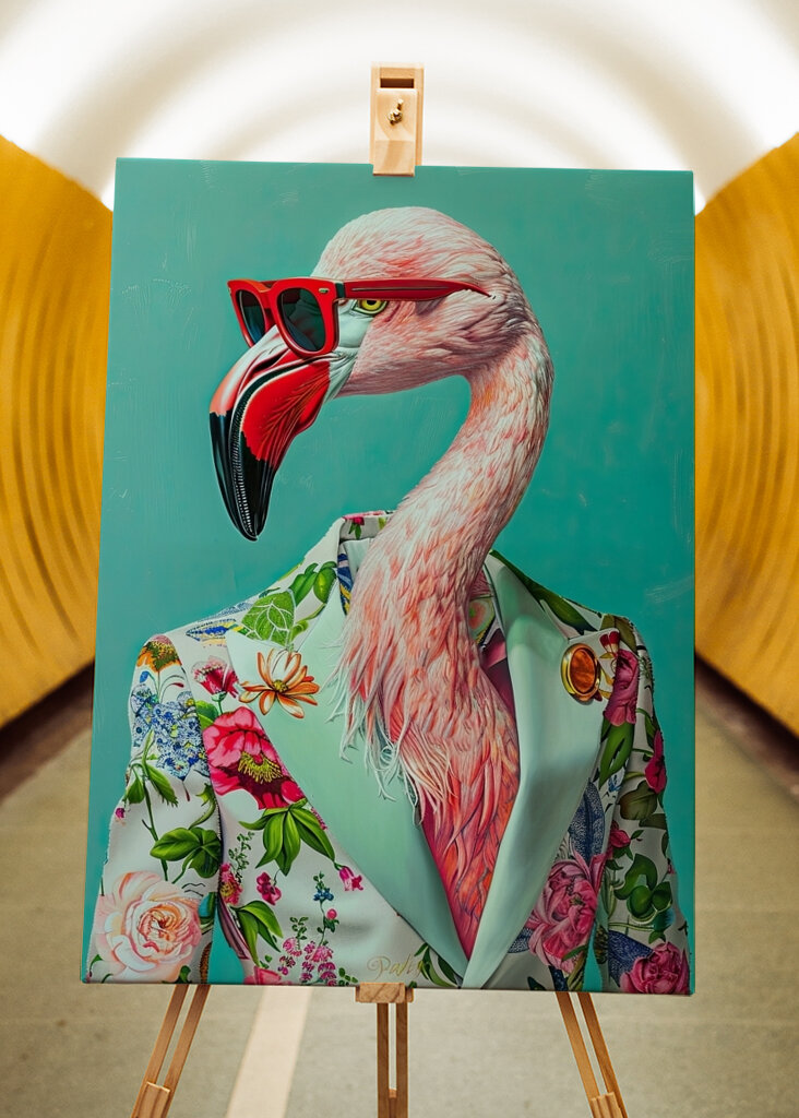 Fenicottero in stile floreale