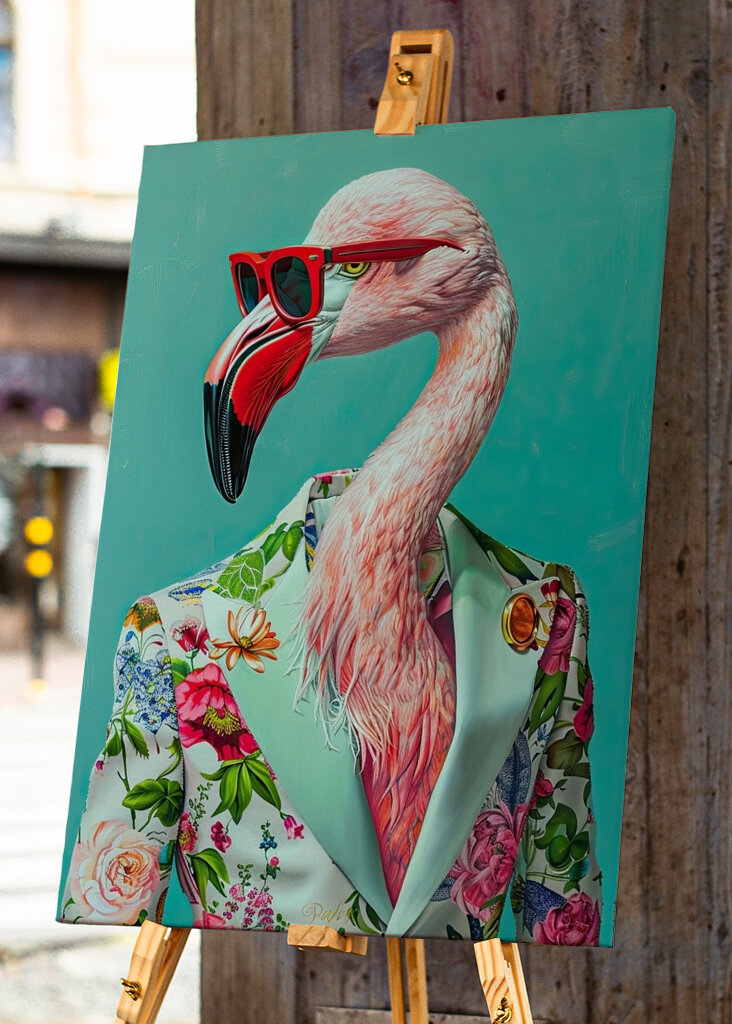 Fenicottero in stile floreale