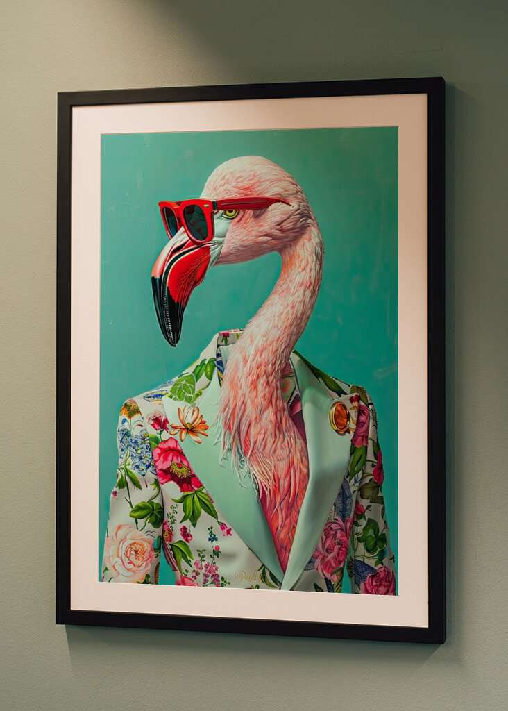 Fenicottero in stile floreale