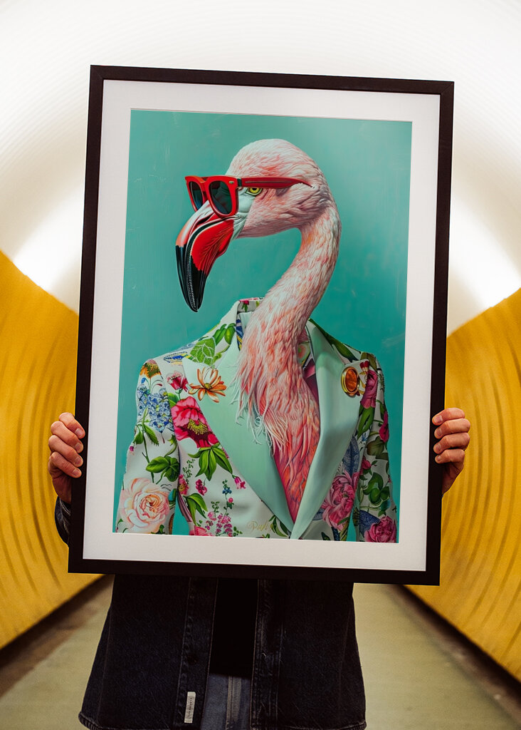 Fenicottero in stile floreale