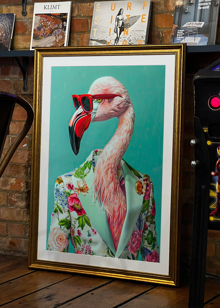 Fenicottero in stile floreale