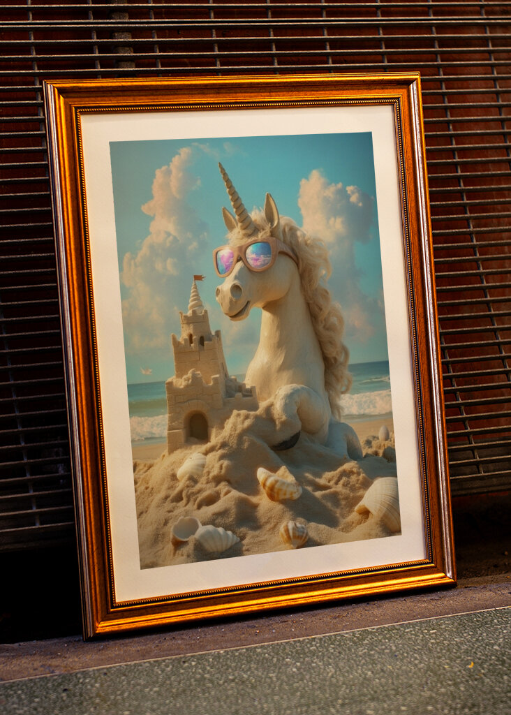 La diversión de los unicornios en la playa