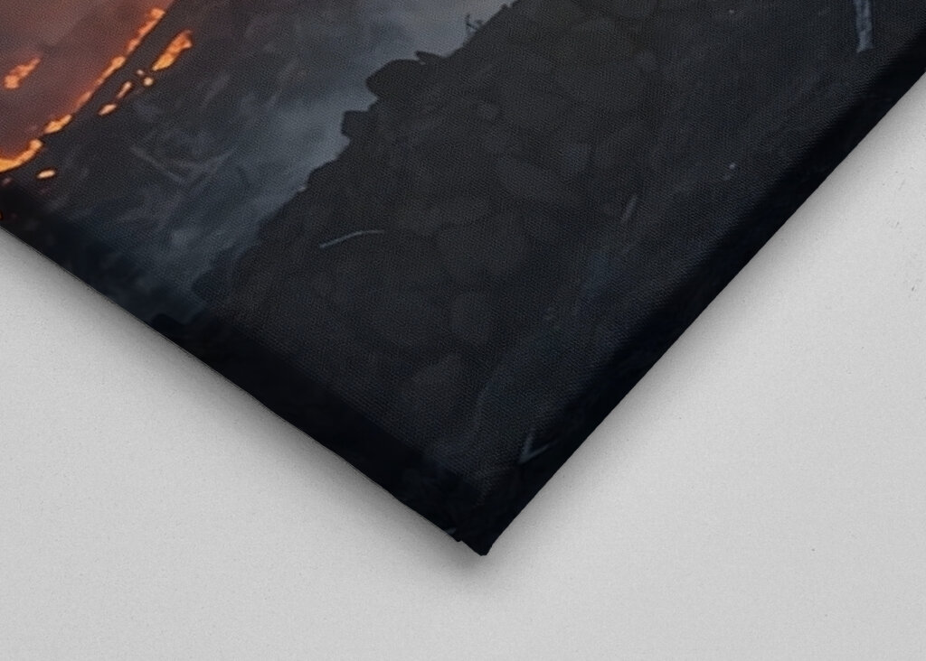 Soldier with Flag in Fire