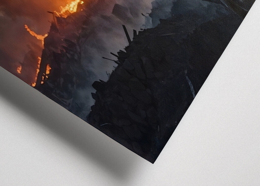 Soldier with Flag in Fire