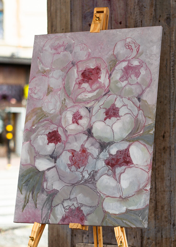 Fioriture di peonia rosa