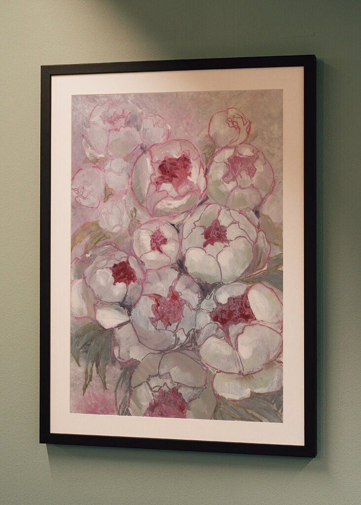 Fioriture di peonia rosa