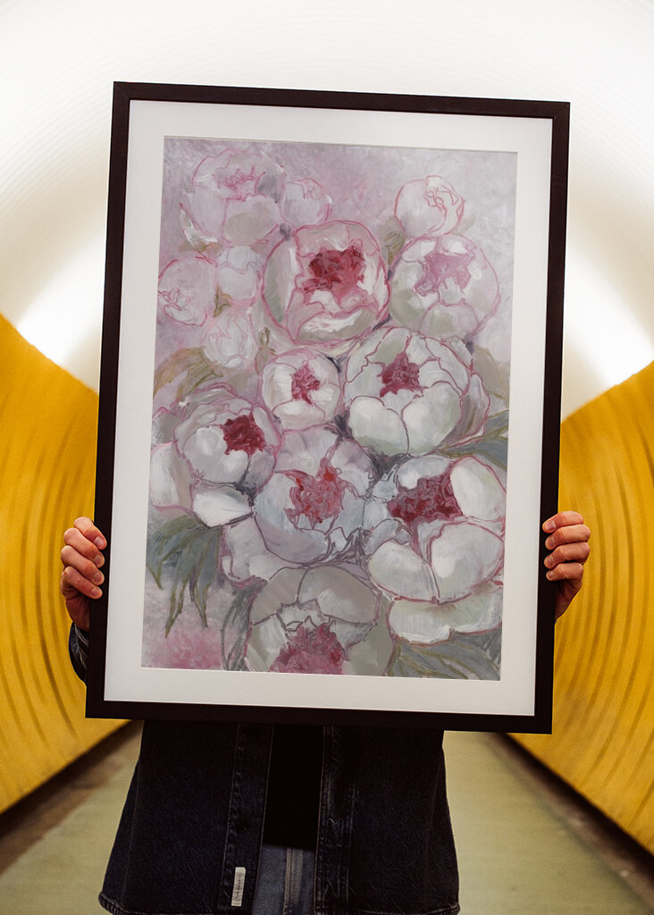 Fioriture di peonia rosa