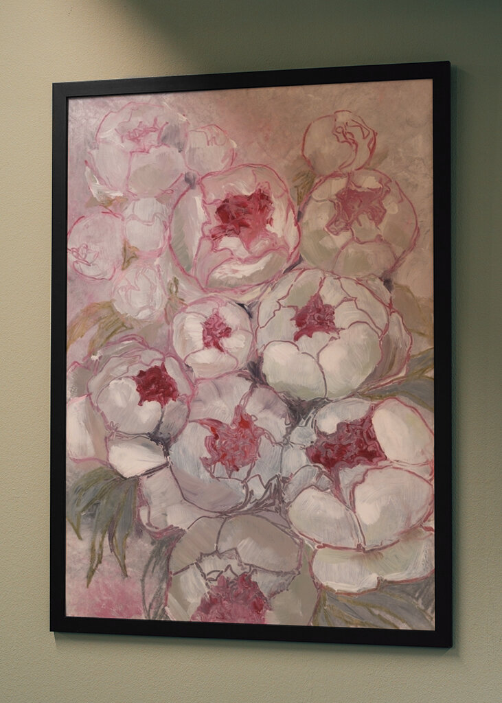 Fioriture di peonia rosa