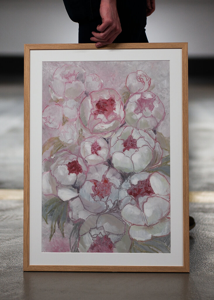 Fioriture di peonia rosa