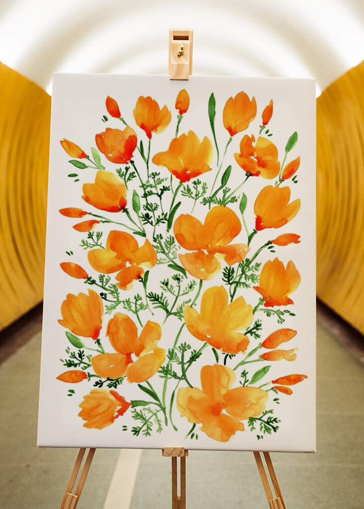 Orange Blumige Glückseligkeit