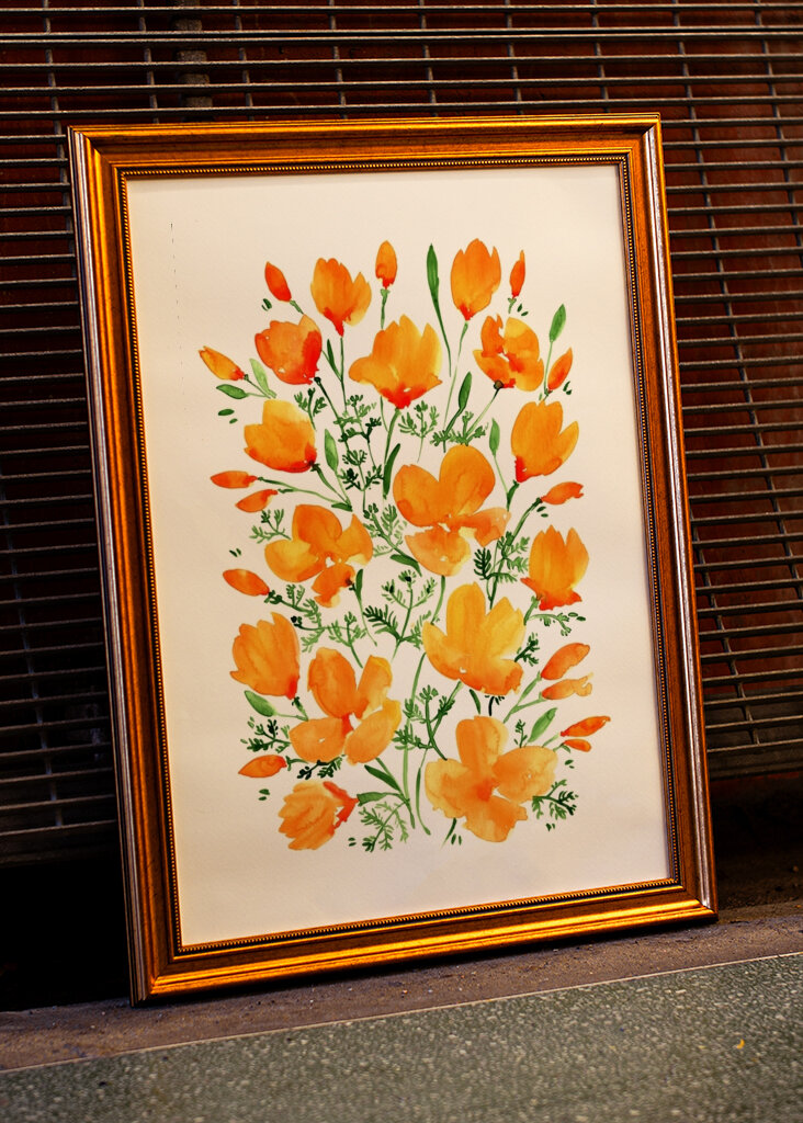 Orange Blumige Glückseligkeit