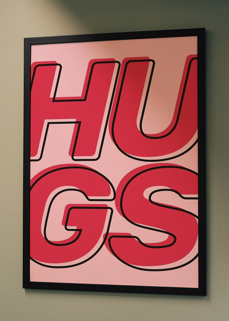 Kräftige rosa Umarmungen Kunst Poster von Frankie Kerr-Dineen | Printler