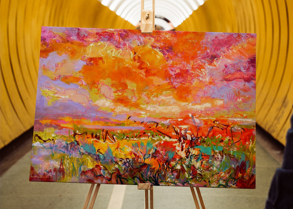 Lebendige Glückseligkeit bei Sonnenuntergang