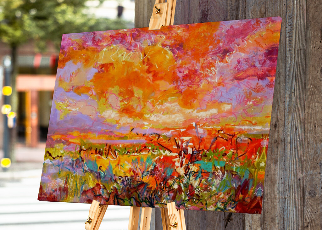 Lebendige Glückseligkeit bei Sonnenuntergang