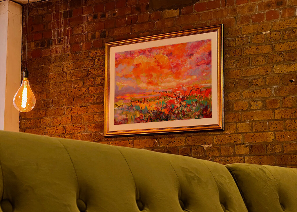 Lebendige Glückseligkeit bei Sonnenuntergang