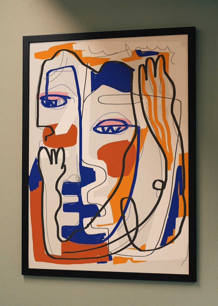 Rostros abstractos vibrantes