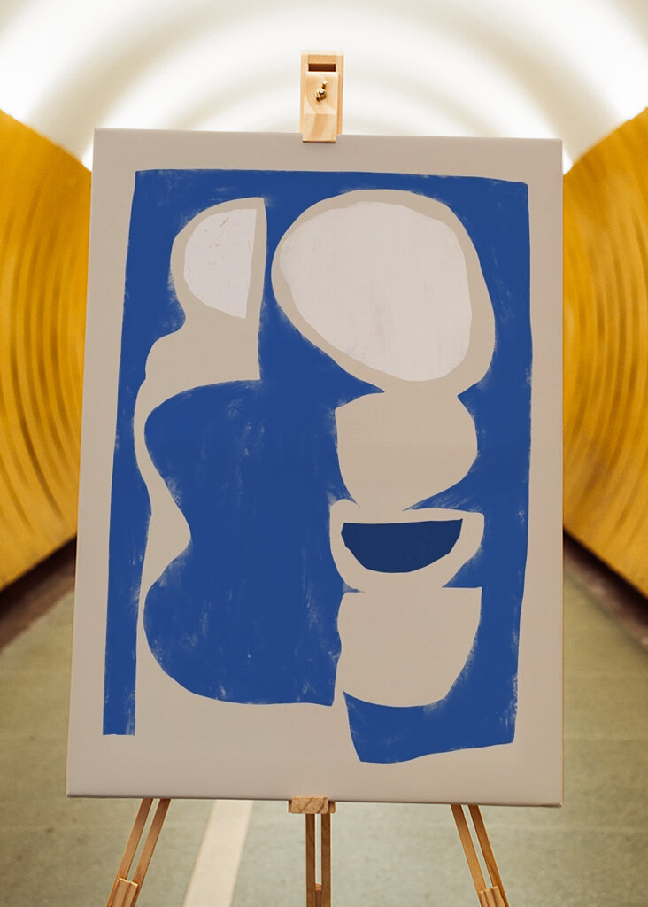 Abstrakte blå former