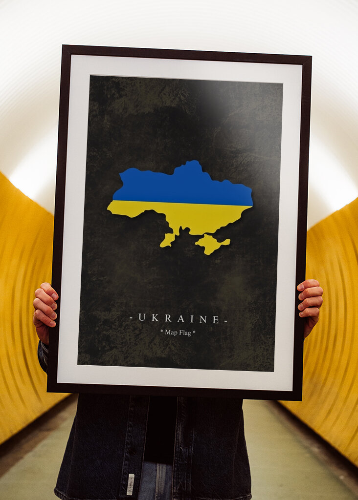 Ukraine Map Flag
