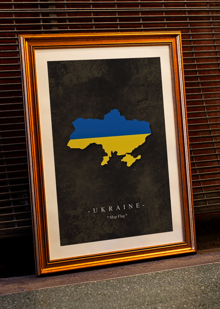 Ukraine Map Flag