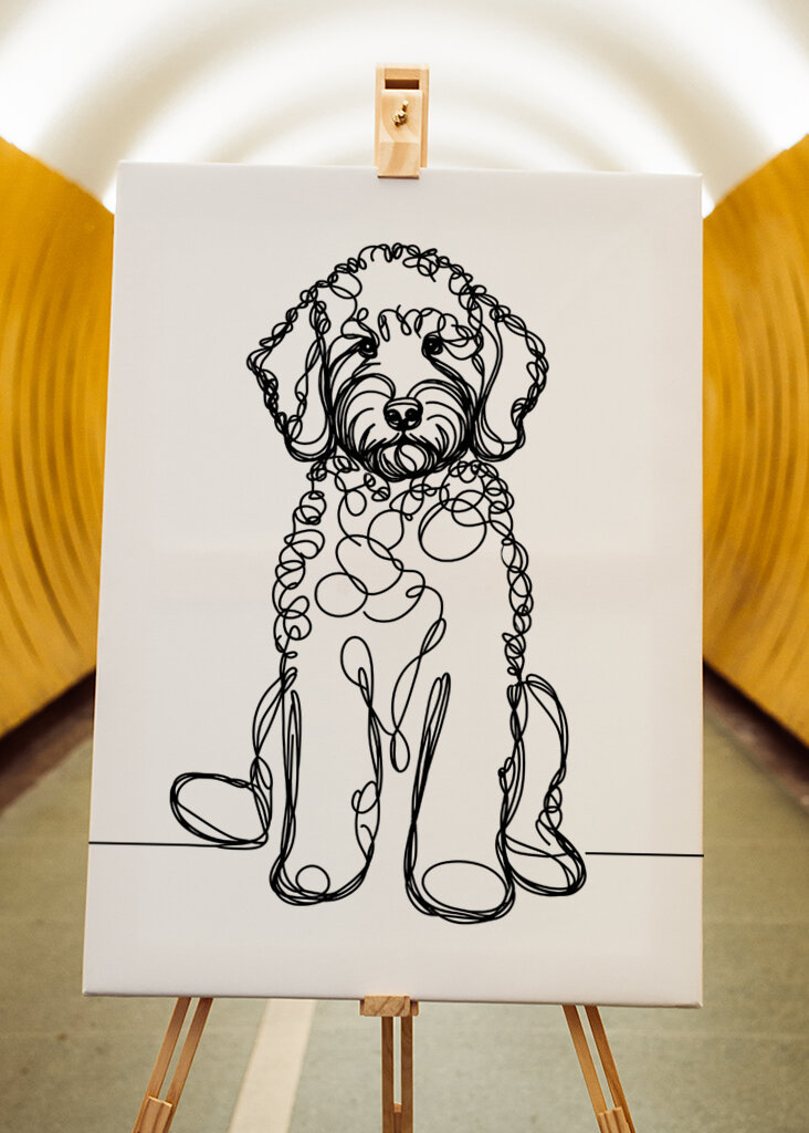 Labradoodle Dog Line Art 