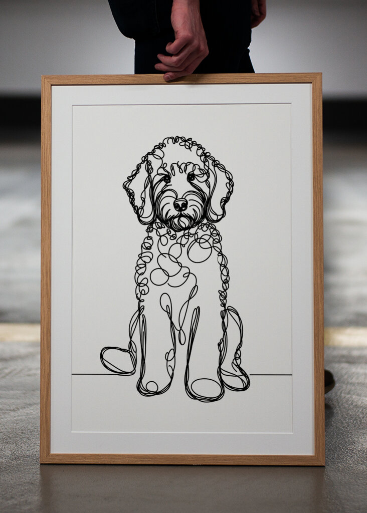 Labradoodle Dog Line Art 
