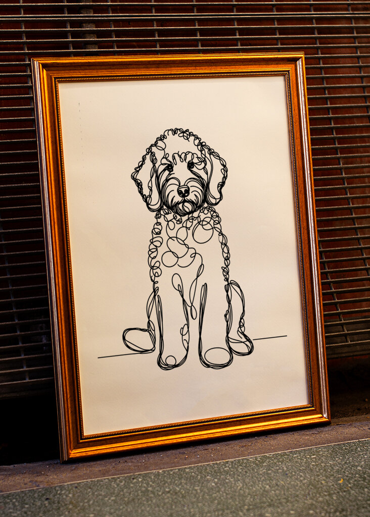 Labradoodle Dog Line Art 