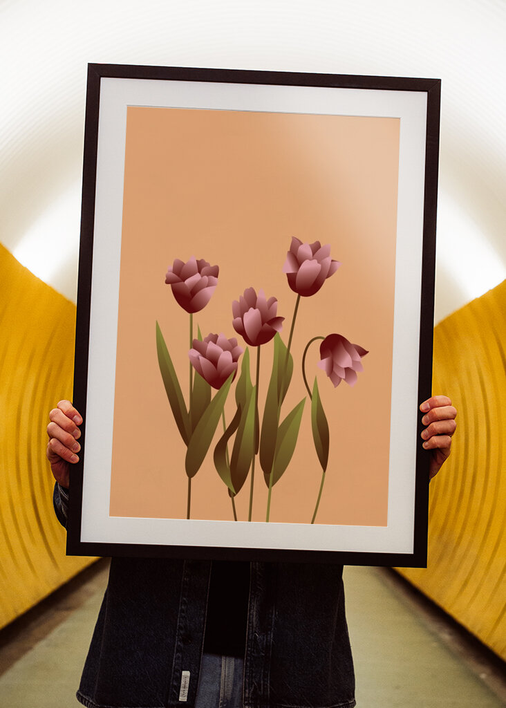 Tulipaner i varme toner