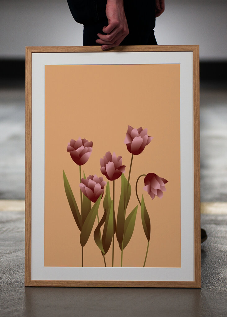 Tulipaner i varme toner