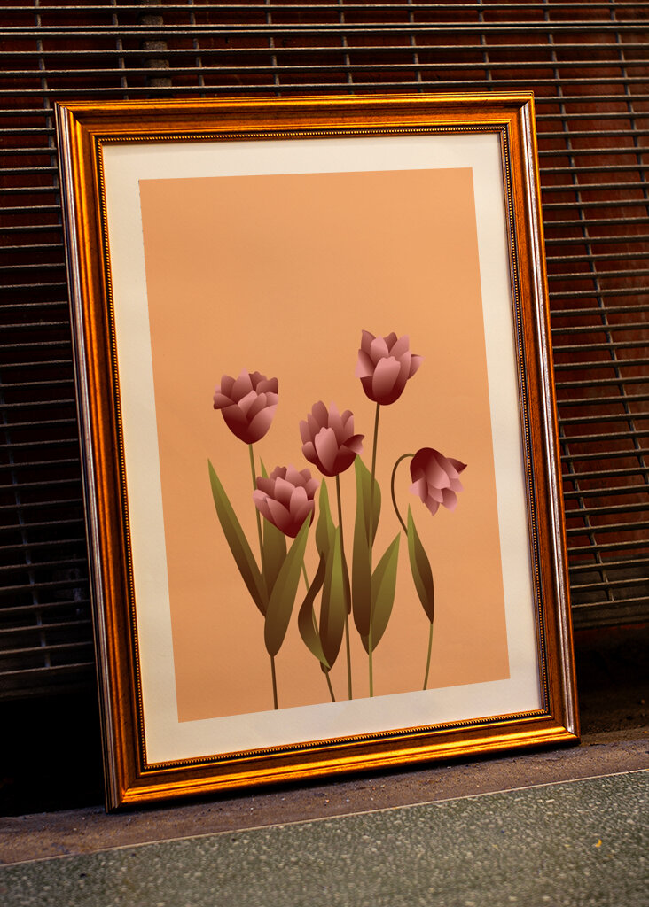 Tulipaner i varme toner