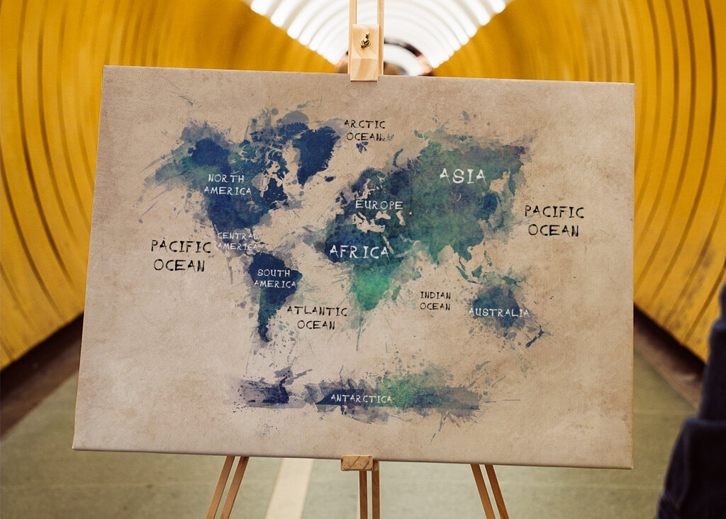 Mapa moří a kontinentů