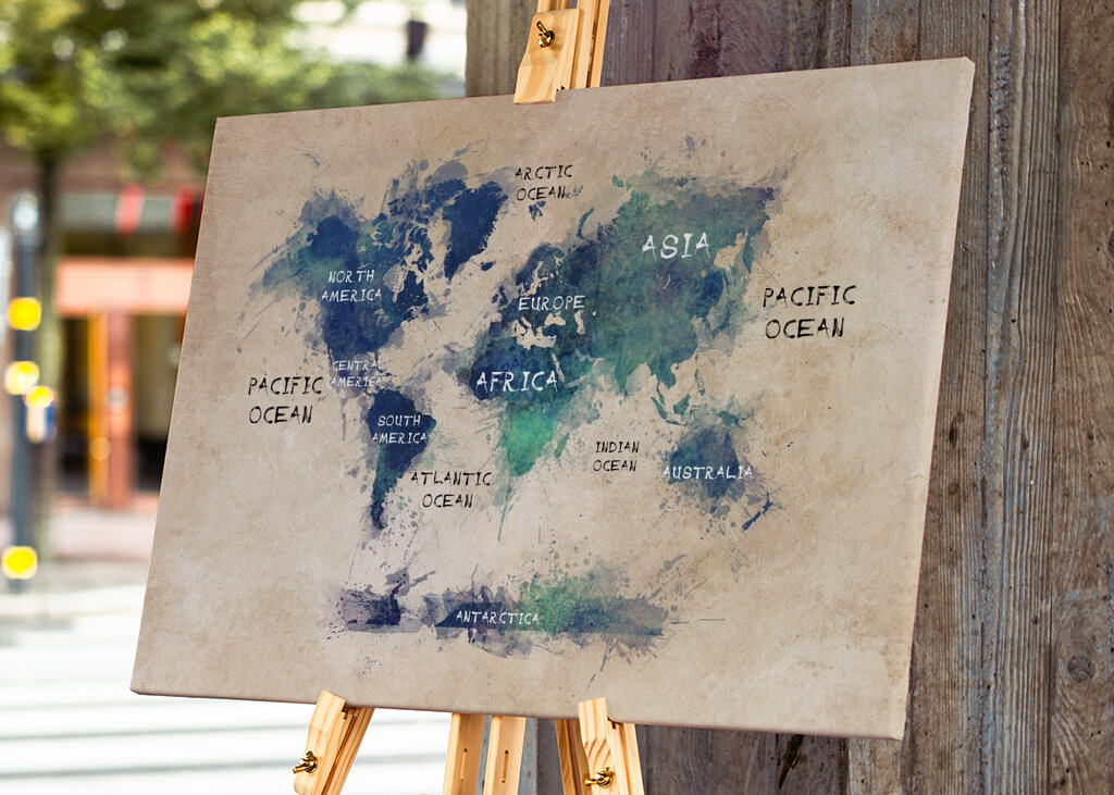 Mapa moří a kontinentů